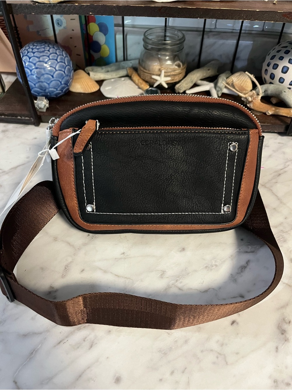 Coral Daisy Crossbody Bag in Black and Brown - Women's Everyday Crossbody NWT